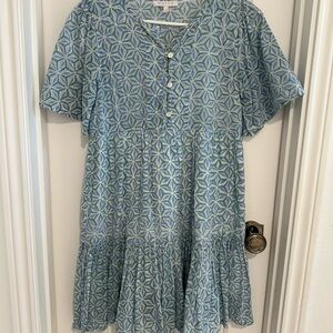 Marea tiki coverup dress blue geo XS